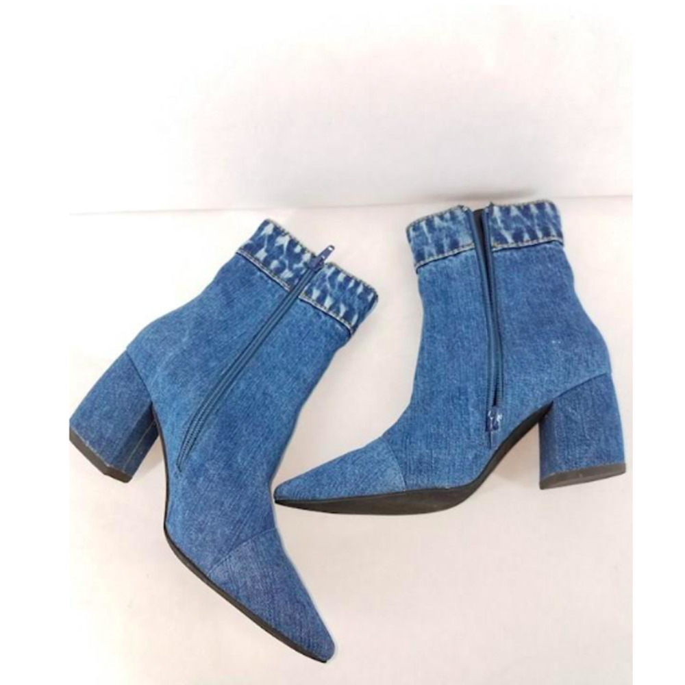 Jeffrey Campbell Finite Jean Denim Blue Booties